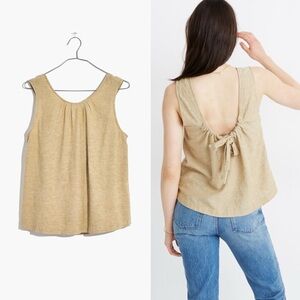 NWT Madewell Linen-Blend Cinch-Back Tank Top in Bronzed Lichen